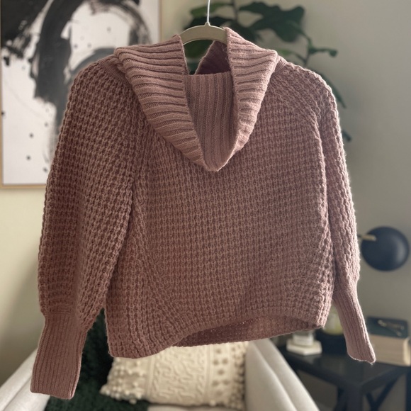 Express Blush Pink Chunky Knit Cowl Neck Long Sleeve Sweater | S - Picture 2 of 3
